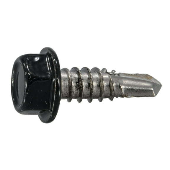 #14-13 x 3/4" Black 410 Stainless Hex Head Self-Drilling Screws (6 pcs.)