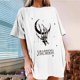 thumbnail image 2 of Camiseta de manga corta con cuello redondo y estampado de calavera de sol y luna informal a la moda para mujer Pompotops hkajfhjk458290, 2 of 4