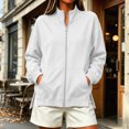 thumbnail image 6 of Ghalytn Women's Fleece Lined Full Zip Jacket Stand Collar Long Sleeve Casual Sweatshirt Coat with Pockets, 6 of 9