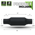 thumbnail image 4 of Magshion Exhaust Muffler with Butt Joint Clamp Black Stainless Steel Straight-Through for 2.25" Inlet/Outlet Exhaust Pipe, 4 of 10