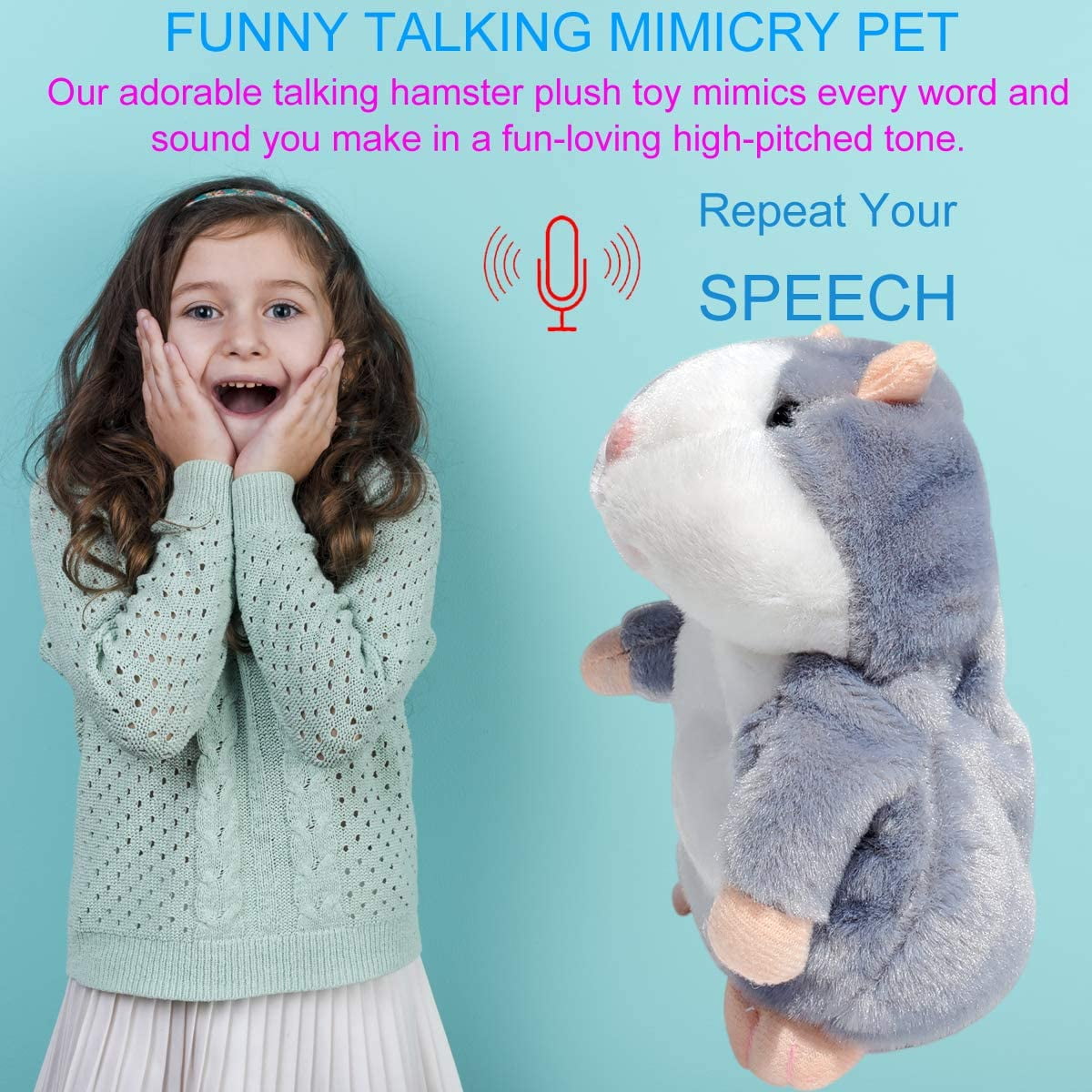 1PCS Hamster Toys, Hamster Toys Repeats What You Say, Mimicry Pet