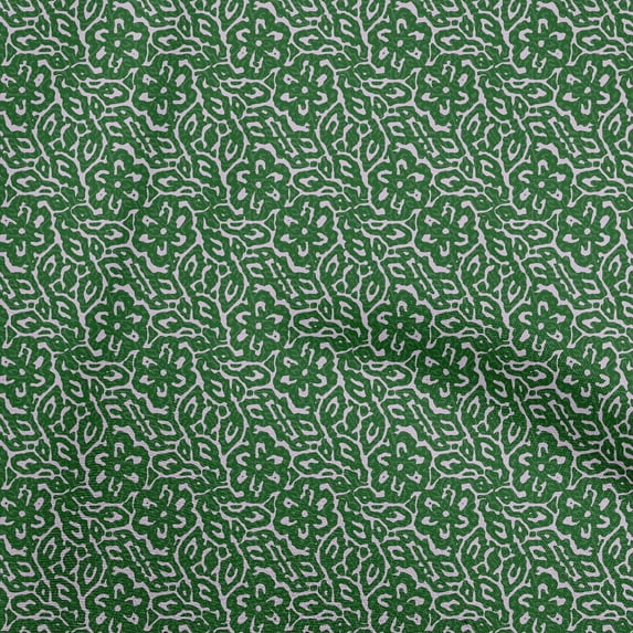 oneOone Cotton Poplin Forest Green Fabric Asian Dabu Print Quilting Supplies Print Sewing Fabric By The Yard 56 Inch Wide
