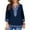 Blue, variant on Plus Size V Neck Ethnic Style Printed Three Quarter Sleeve Shirt Top for Women Loose Fit Comfortable Blouse Tunic
