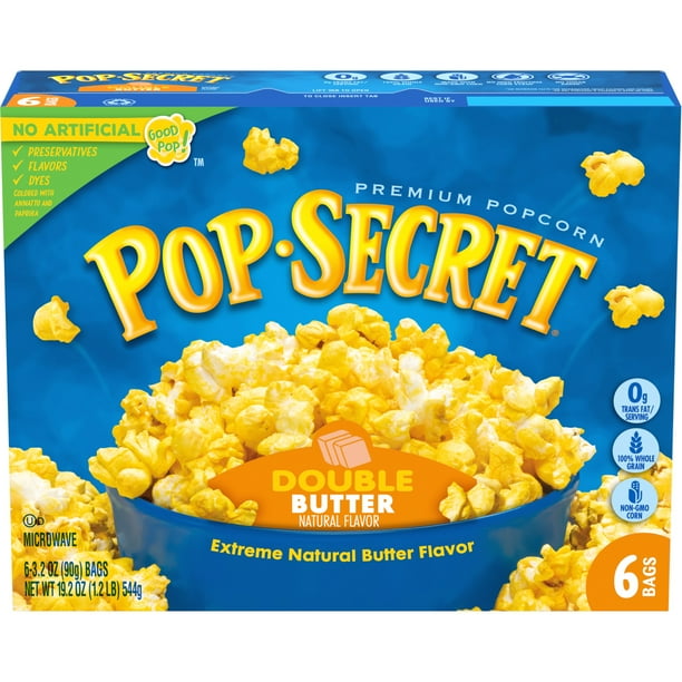 Pop Secret Popcorn, Double Butter Microwave Popcorn, 3.2 oz Sharing