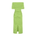 thumbnail image 6 of ZZwxWA Womens Off The Shoulder Sexy Skinny Fit Cocktail Party Dress Solid Color Oversize Maxi Long Dress Short Sleeve Backless Formal Gown Green Medium, 6 of 6