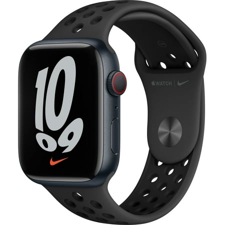 Refurbished Apple Watch Gen 7 Series 7 Nike Cell 45mm Midnight Aluminum - Anthracite Sport Band MKJL3LL/A