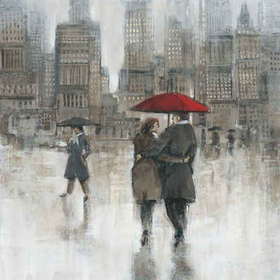 Marmont Hill "City Rain" Painting Print on Wrapped Canvas