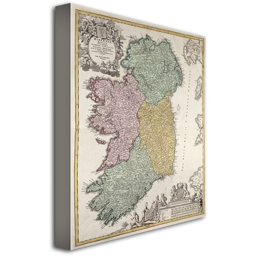 Trademark Art 'Map of Ireland, 1730' Canvas Art by Johann B. Homann