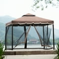 thumbnail image 2 of SYNGAR 10 x 9 ft Patio Gazebo, Outdoor Tent with Double Vented Roof and Mosquito Netting, Backyard Relaxing Gazebo Canopy for Shade and Rain, Perfect for Poolside, Deck, Garden, Brown, D5538, 2 of 10