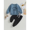 thumbnail image 2 of Bagilaanoe 2PCS Toddler Baby Boy Long Pants Set Letter Print Long Sleeve Sweatshirt Pullover Tops + Drawstring Sweatpants 6M 12M 18M 24M 3T Kids Casual Sweatsuits, 2 of 8