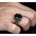 thumbnail image 3 of Roarsilver Emerald Elegance: 925 Sterling Silver Ring with Green Zircon Stone and Basket Weave Pattern | 7, 3 of 5