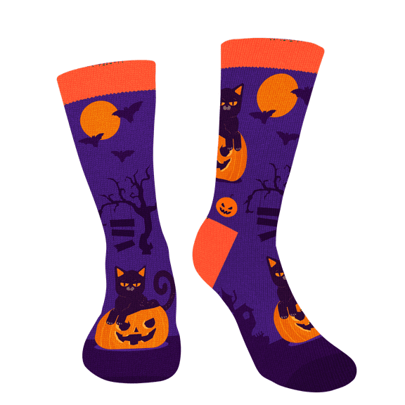 Funny Halloween Socks for Men Women Teen Boys- Pumpkin Cat Fun Novelty Cute Crazy Funky Dress Crew Cool Socks - Halloween Gifts Stockings Costumes Gifts for Cat Lovers