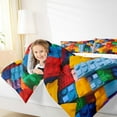 thumbnail image 4 of Manfei Building Blocks Queen Comforter Set,3D Geometric Game Bedding Sets,Colorful Toy Brick Bedding Comforter Set For Kids,Breathable Home Decor Reversible,3-Piece, 4 of 8