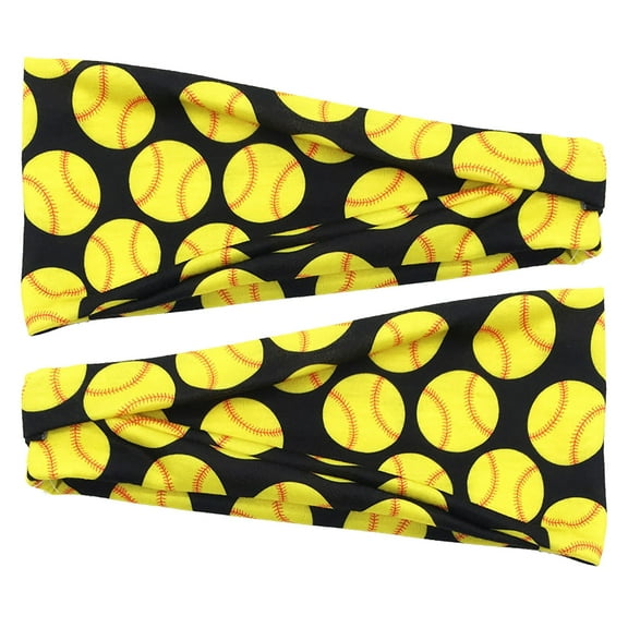 EGNMCR Headbands for Women Fashion Baseball Printed Elastic Hair Bands Wrap Hair Bandana Headband 2PC Spring/Summer Sale