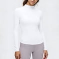 thumbnail image 6 of Stichou Women's Mock Neck Shirt Long Sleeve Slim Fit Spring Fall Tops Thermal Base Layer Soft Lightweight Stretch Undershirts White M, 6 of 6
