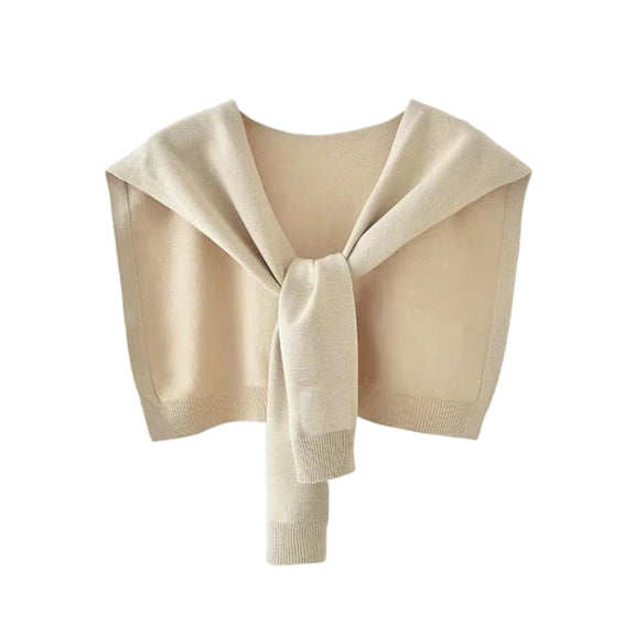Knit Shawl Wrap Women Front Tie Knot Cropped Shrug, Soft Knitted Shoulder Cape Sweater for Office Dress Layering