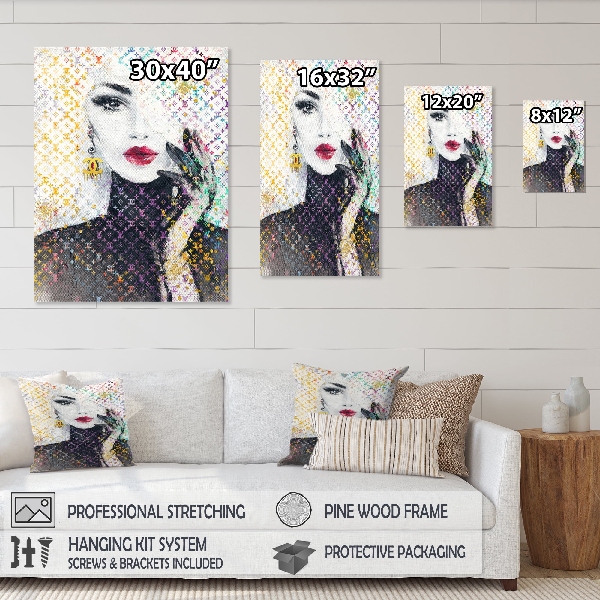 Designart Multi-Color Female Luxury Portrait I Canvas Wall Art