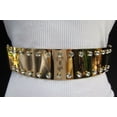 thumbnail image 2 of New Women Fashion Gold Metal Plate Belt Big Rhinestones Fits Sizes S M, 2 of 3