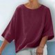 thumbnail image 2 of Vestidos Casuales Para Mujer, Blusas De Mujer De Moda Blusas casuales lisas para mujer, blusa de verano de moda con cuello redondo y mangas 3/4, 2 of 6
