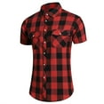 thumbnail image 4 of Men's Short Sleeve Plaid Western Shirt W/Pearl Snap-on Buttons, 4 of 5