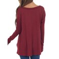 thumbnail image 4 of Women V Neck Buttons Stitched Long Sleeve Irregular Hem Knit Blouse, 4 of 5