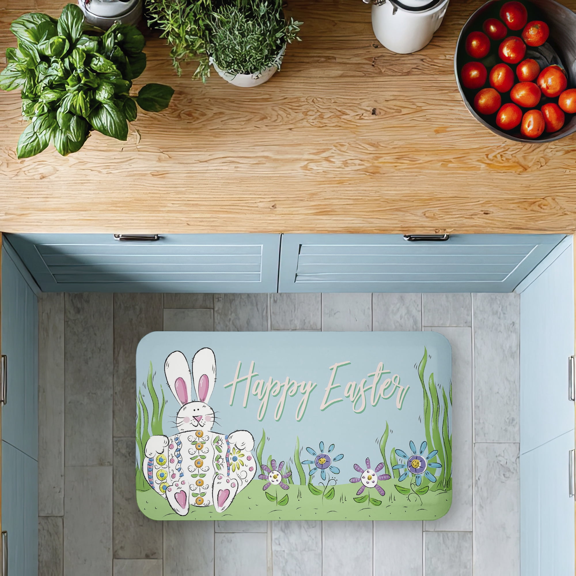 Stupell Industries Happy Easter with Florals Printed Anti-Fatigue Floor Mat, design by Deidre Mosher