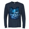 thumbnail image 2 of Wild Bobby, Tiger In The Snowy Night Animal Lover Mens Long Sleeve Shirt, Vintage Heather Navy, Large, 2 of 3
