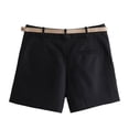 thumbnail image 6 of Womens Fashion Dressy Shorts Belted High Waisted Shorts Loose Casual Work with Pockets Black XS, 6 of 7