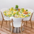 thumbnail image 2 of Round Fitted Tablecloth with Elastic, Watercolor Lemon Decor Round Tablecloths Wipeable Waterproof Table Cover Indoor Outdoor Circle Cover for Dining Kitchen Patio Camping Picnic, 40"-44", B-3, 2 of 6