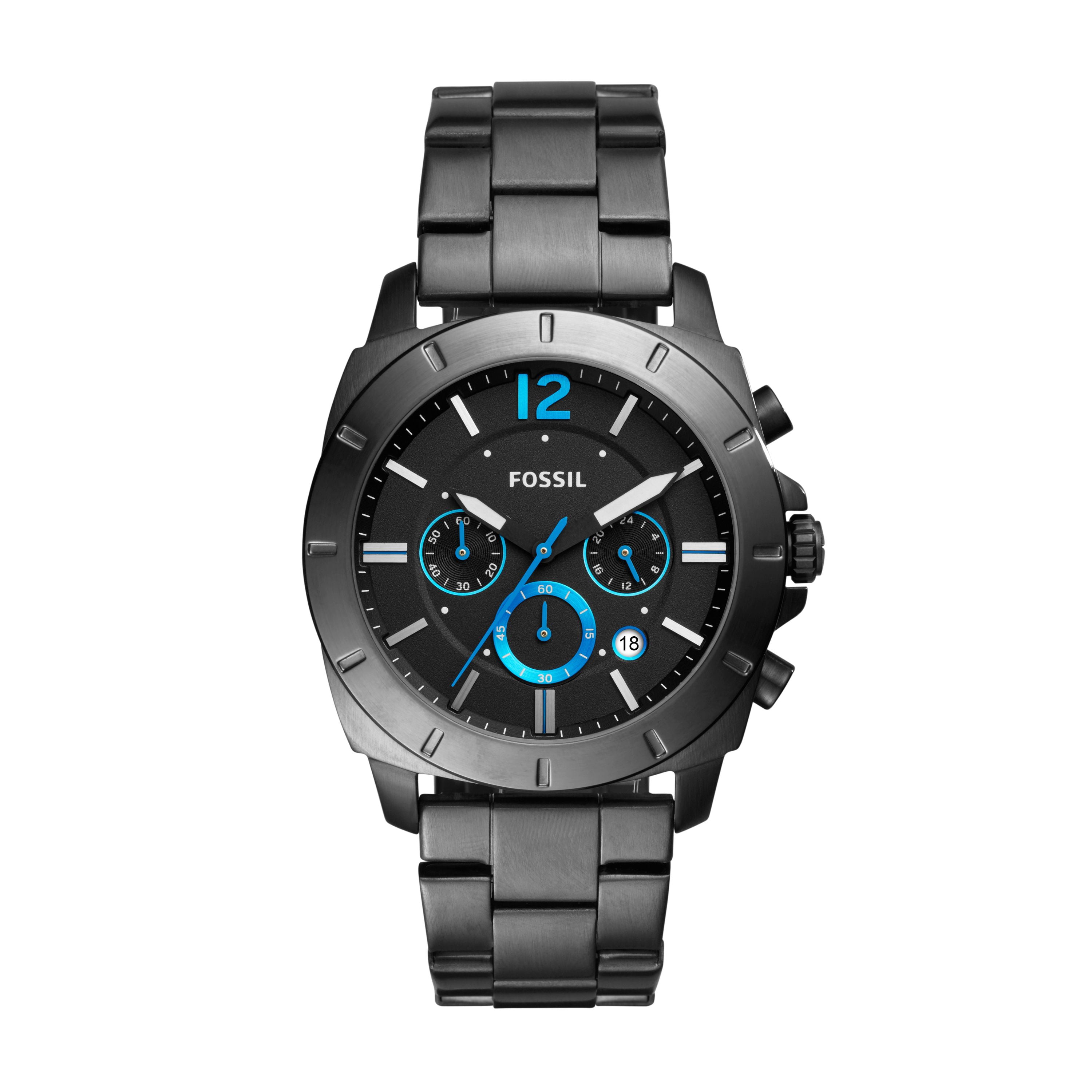 fossil privateer sport chronograph smoke stainless steel watch