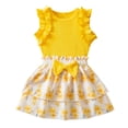 thumbnail image 4 of YHAJDS Baby Girl Summer Outfits 2 Piece Floral Ruffle Tank Tops and Skirt Set Bow Princess, 4 of 5