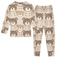 thumbnail image 2 of Dailycode Cotton Pajama Set Snug Fit Long Sleeve Top and Pants for 18M-8Y Cartoon Bear Face and Heart, 2 of 7