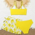 thumbnail image 3 of QUOTAY Girls Swimsuit Two Piece Set with Ruffle Trim and Matching Cover Up Skirt for Big Kids and Youth Age 8-15 Years Swimwear Yellow,140, 3 of 7