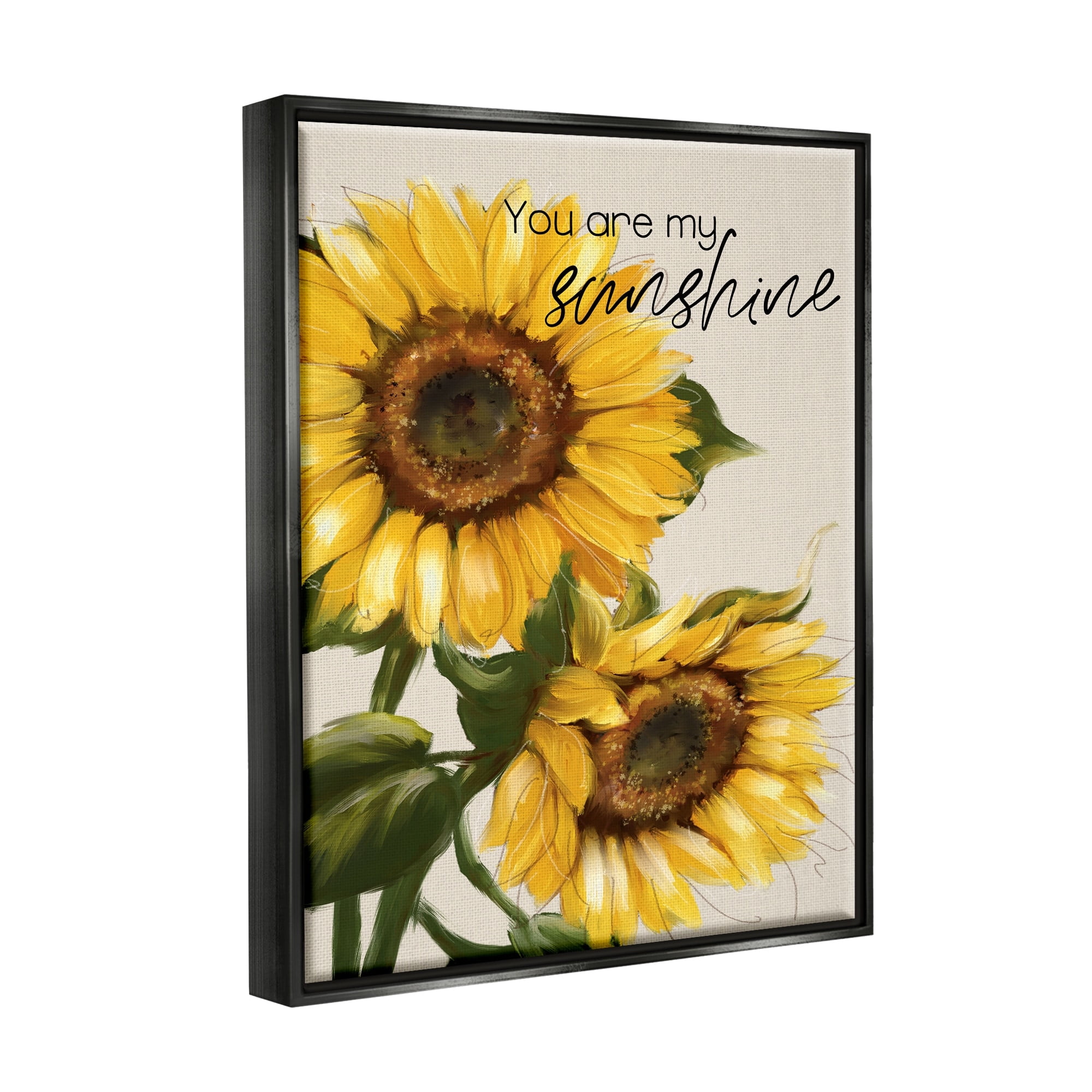 Stupell Industries You Are My Sunshine Vivid Sunflower Blossoms Graphic Art Jet Black Floating Framed Canvas Print Wall Art, Design by Conrad Knutsen
