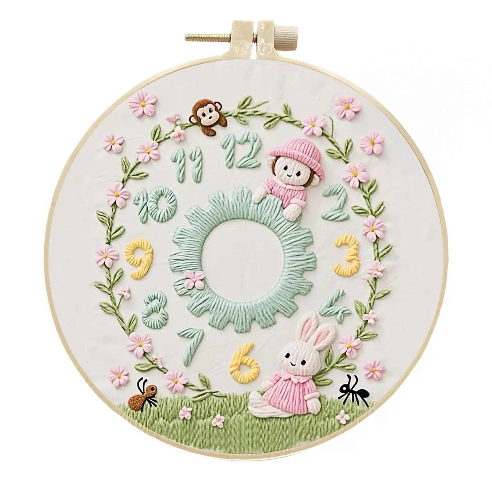 4 Pack Clock Embroidery Kits for Beginners Cute Clock Pattern Hand Embroidery Starter Kit with Hoop Threads and Tools