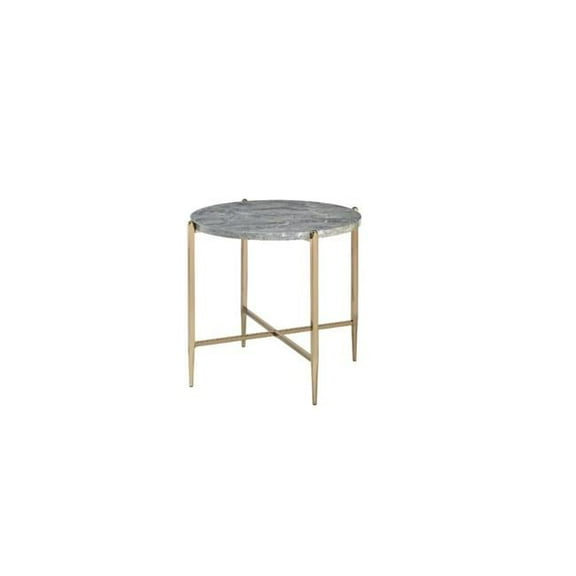 HomeRoots 485862 24 x 26 x 26 in. Champagne & Light Gray Manufactured Wood & Metal Round End Table
