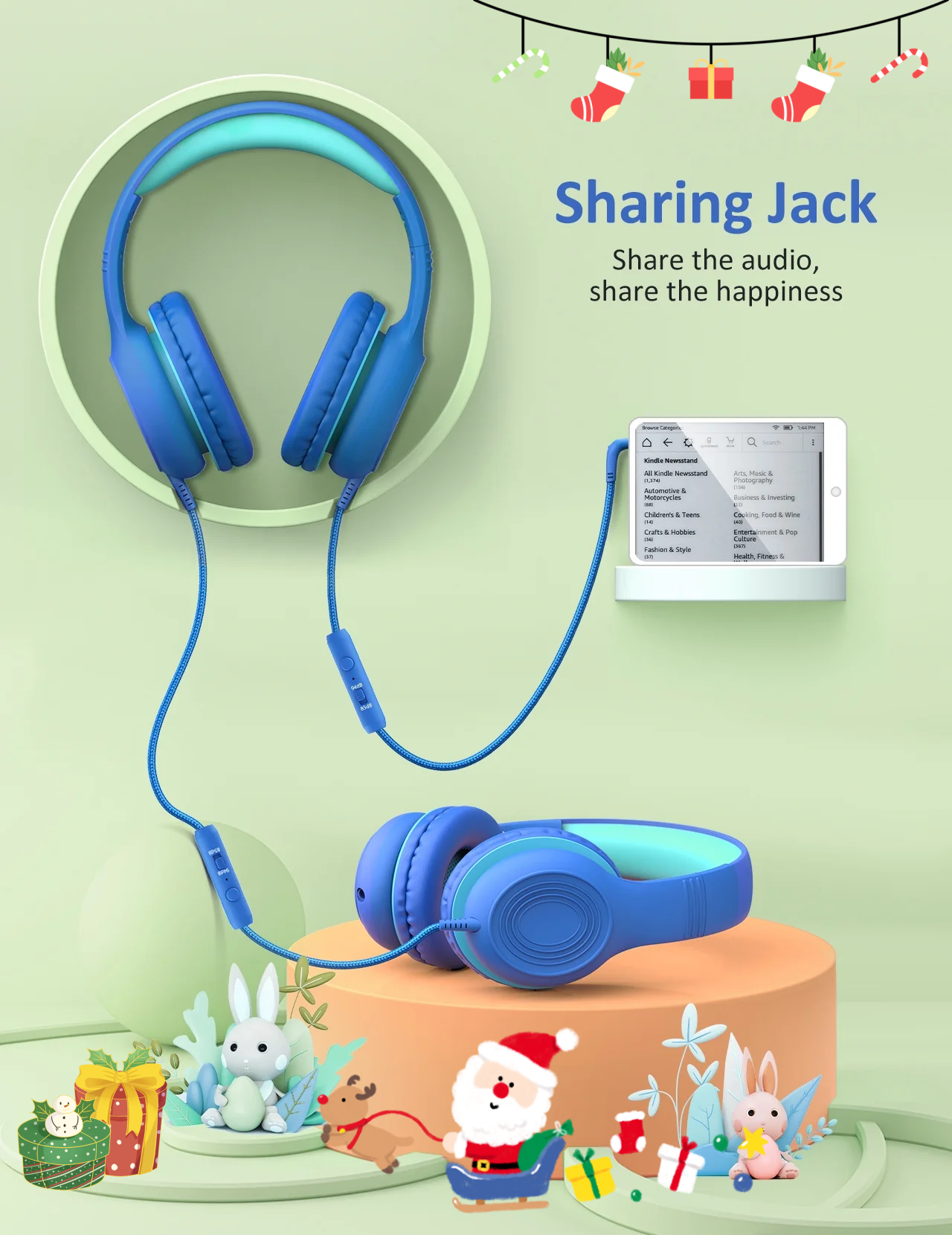 Mpow Kids Over-Ear Wired Headphones with Microphone, Blue photo 3