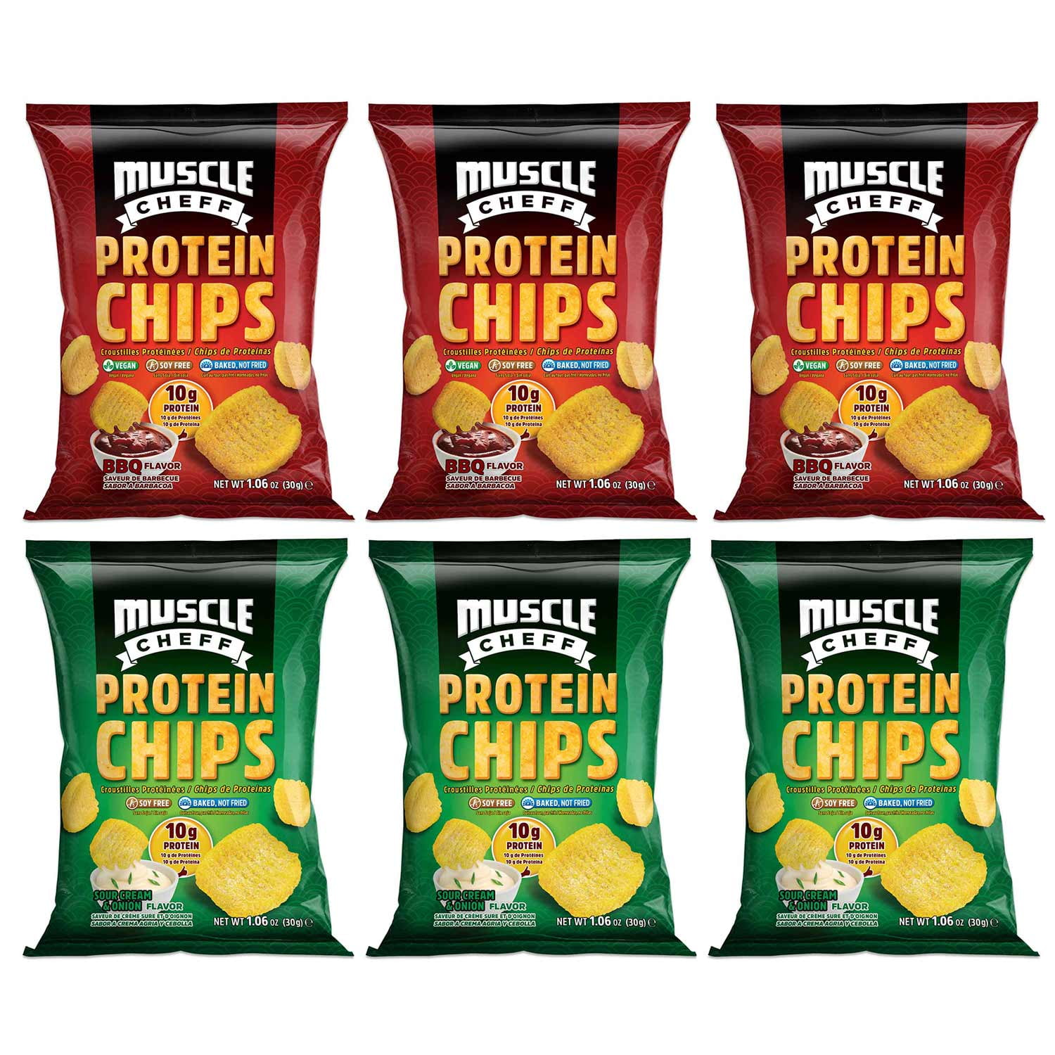 Protein Chips, Soy Free, Muscle Cheff, Fully Baked Pea Protein Chips