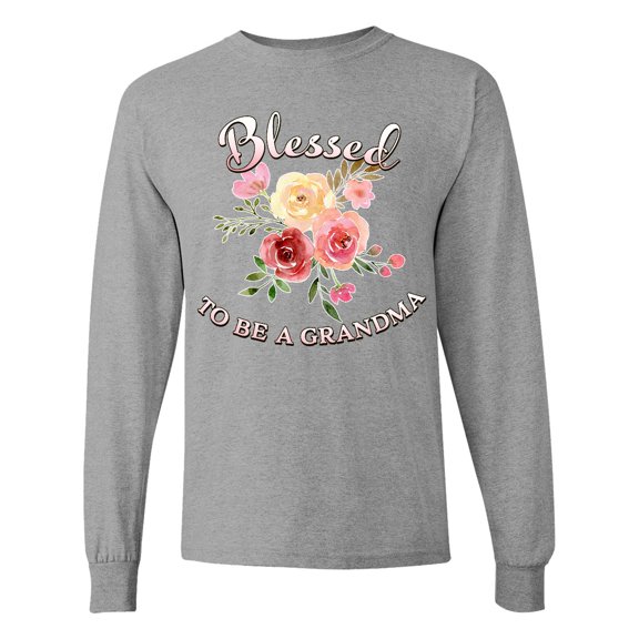 Inktastic Blessed to Be a Grandma Flowers Long Sleeve T-Shirt