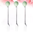 thumbnail image 4 of 6pcs Ceramic Handle Mini Stainless Steel Fork Flatware Tableware for Cake Coffee Dessert (Light Green Fork), 4 of 8