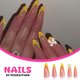 thumbnail image 2 of Medium Almond Acrylic Nails 24Pcs Press On False Nails With Orange Designs French Tip Stick on Nail For Women, 2 of 4
