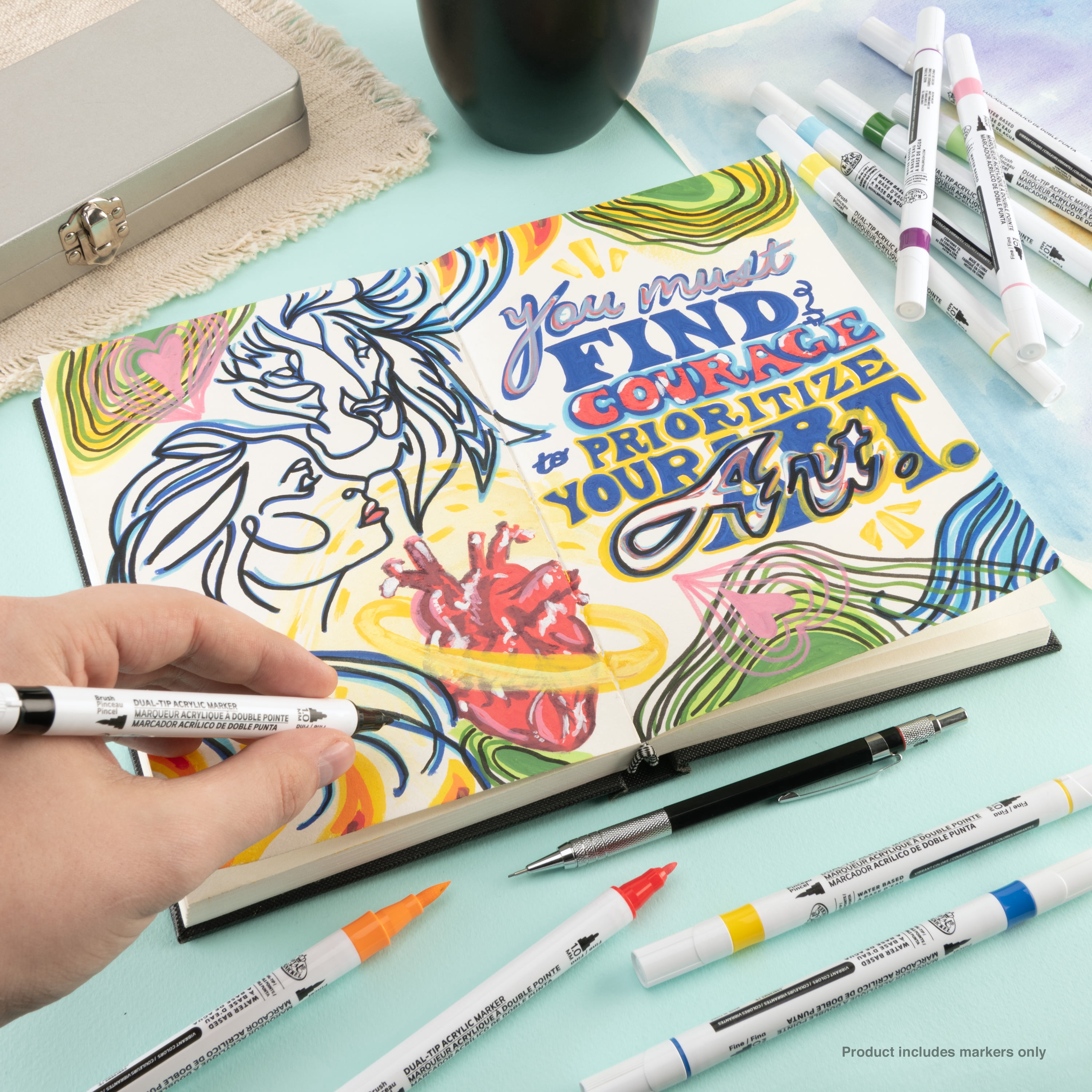 Royal & Langnickel - 12pc Dual Tip Acrylic Paint Marker Set, Primary and Neon Colors
