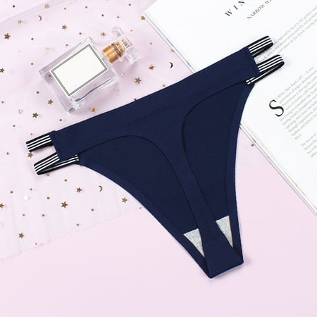 Hamky Womens Underwear Cotton Underwear Underwear Split Medium Briefs Cotton High Elastic Crotch Waist Thread Women s Silk Ice Traceless Seamless Underwear Hipster Panties Dark Blue S