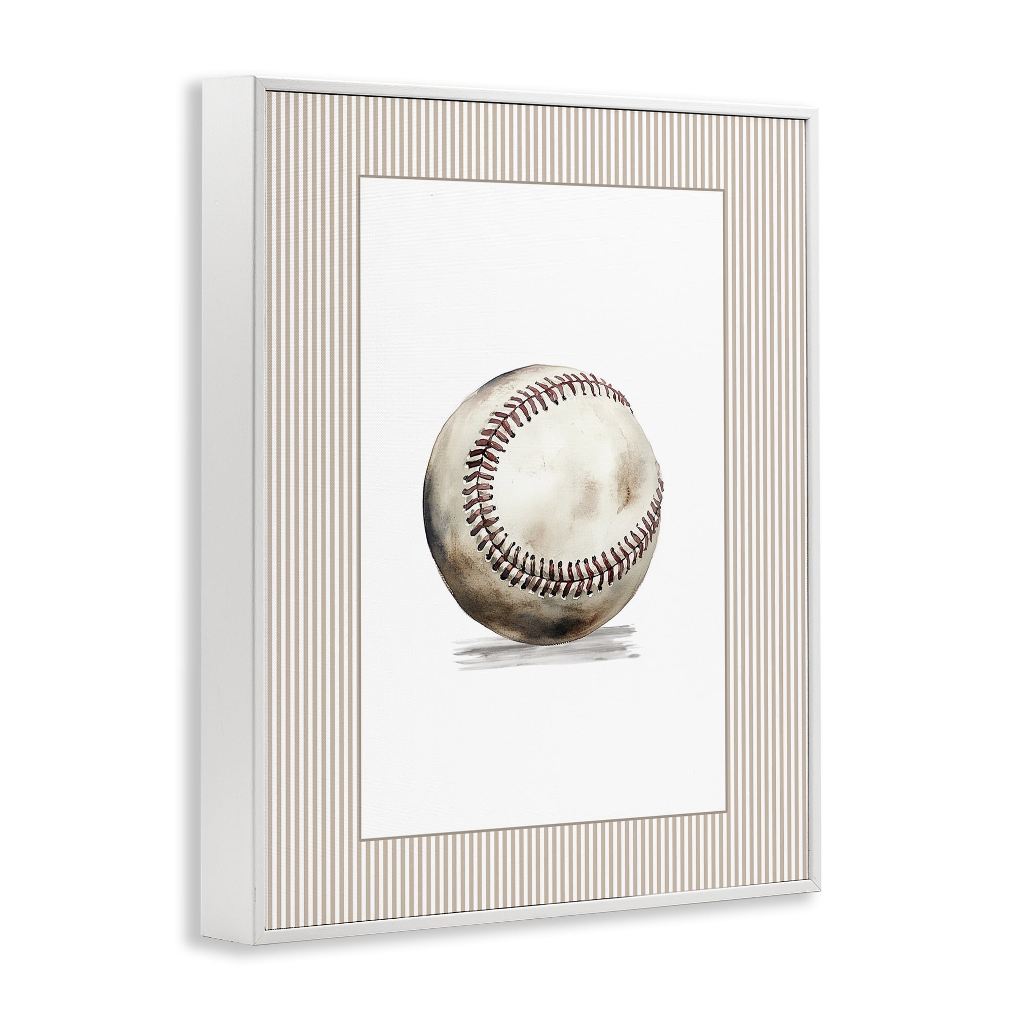 Stupell Industries Vintage Sports Baseball White Framed Giclee Art, design by Christine Simpson Art