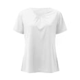 thumbnail image 3 of CUSTG Women's Shirred V-Neck T-Shirts Short-Sleeve Casual Summer Tops Soft Fashion Solid Color Tee, 3 of 8