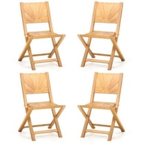 Gymax 4 PCS Folding Patio Chairs w/ Inclined Backrest Teak Wood Outdoor Dining Chairs