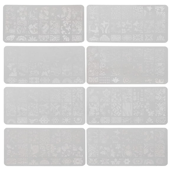 Nail Art Stamping Plates, 8pcs Vintage Floral Butterflies Polish Stamps Kit Manicure Image Plate Stencils Nail Art Tools for Women Girls