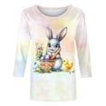 thumbnail image 7 of Alun Easter Graphic Print Casual Loose Fit 3/4 Sleeve T Shirts Womens Soft Breathable Round Neck Top for Happy Easter Celebration Plus Size Soft Comfort Spring Tees 10-White XXXXXL, 7 of 7