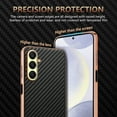 thumbnail image 2 of Case for Samsung Galaxy S25 Ultra, Carbon Fiber Pattern Design [Military Grade Protection] Shockproof Protective Plating Frame Case, Anti-Scratch Ultra Slim Cover for Galaxy S25 Ultra, Brown, 2 of 8