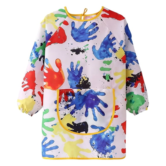 KHONTS Kids Art Smock Waterproof Painting Apron Artist Smocks with Pocket Long Sleeves,Size 5-12 Years Yellow XL